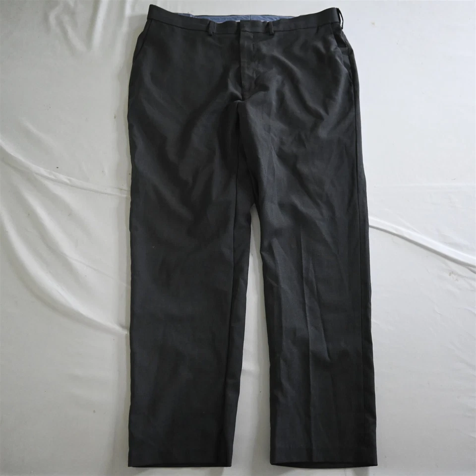Pantalones de vestir rectos para hombre Saddlebred 38x30 gris cintura expansiva frente plano Foto 1 de 4