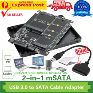 2 in 1 mSATA + M.2 SSD to SATA3 Combo Adapter Case with USB 3.0 to SATA3 Cable - Picture 1 of 12