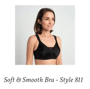 Reggiseno Jodee senza ferretto per mastectomia reggiseno morbido e liscio - stile 811 nero 38C. Nuovo. - Foto 1 di 3