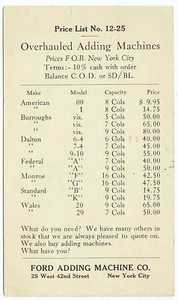 USA 1925 1c Postal Stationery Adv Card Adding Machines Red Cross Cancel NY Q - Bild 1 von 2