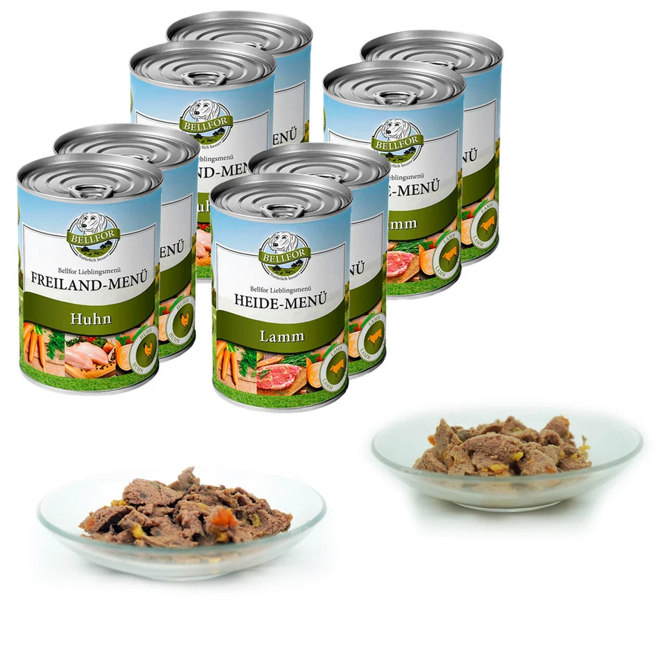 Bellfor Hunde Nassfutter Getreidefrei Ausgewachsene Hunde mit Huhn Lamm 8x 400g - Bild 1 von 4