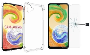 Clear Slim TPU Soft Shockproof Case + Tempered Glass for Samsung Galaxy A04 - Picture 1 of 2