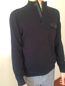 WHITE STUFF MEN'S MEDIUM NAVY BLUE 100% ORGANIC COTTON JUMPER PULLOVER USED *EX* - Picture 1 of 7