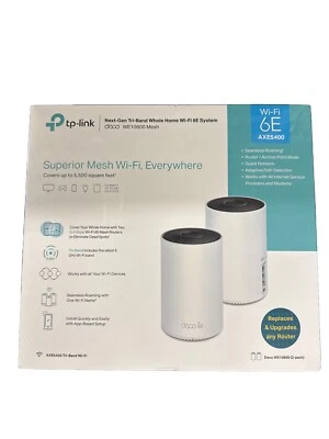 TP-Link Deco WE10800(2-pack) Wi-Fi 6E Whole Home Mesh Routers, 6 Ghz Band, - Image 1 of 4