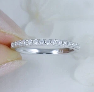1.9mm Moissanite VVS1 Sterling Silver Wedding Band Ring Guard Size 3-10 S37A - Picture 1 of 7