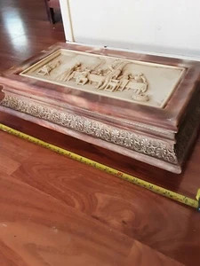 Vintage Genuine Incolay Stone Art Jewelry Trinket Box 15" - Picture 1 of 9