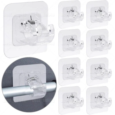 2-10PC Self Adhesive Hooks Curtain Rod Bracket Pole Holder Drapery Hook Holders - Image 1 of 4