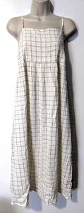 NWT Lou & Grey Women's Smocked Back Dress Sz M Cotton Blend Strap Checked - Picture 1 of 10