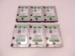 Lot of 6 Low Mileage Western Digital Green WD20EZRX 2TB 3.5" SATA III Hard Drive - Picture 1 of 3