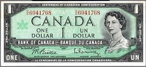 BILLETE DE CANADÁ 1 P74b 1967 UNC SER R/O - Imagen 1 de 2