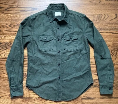 Band of Outsiders Mens Shirt Size Medium Long Sleeve Button Up Elbow Patch Green - Image 1 of 4