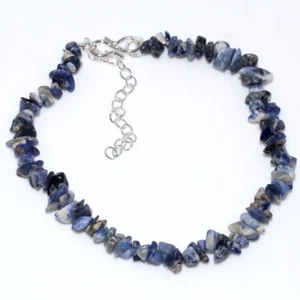 925 Silver Plated Sodalite Jewellery Beaded Bracelet Gemstone Size 8+2" GW - Picture 1 of 3