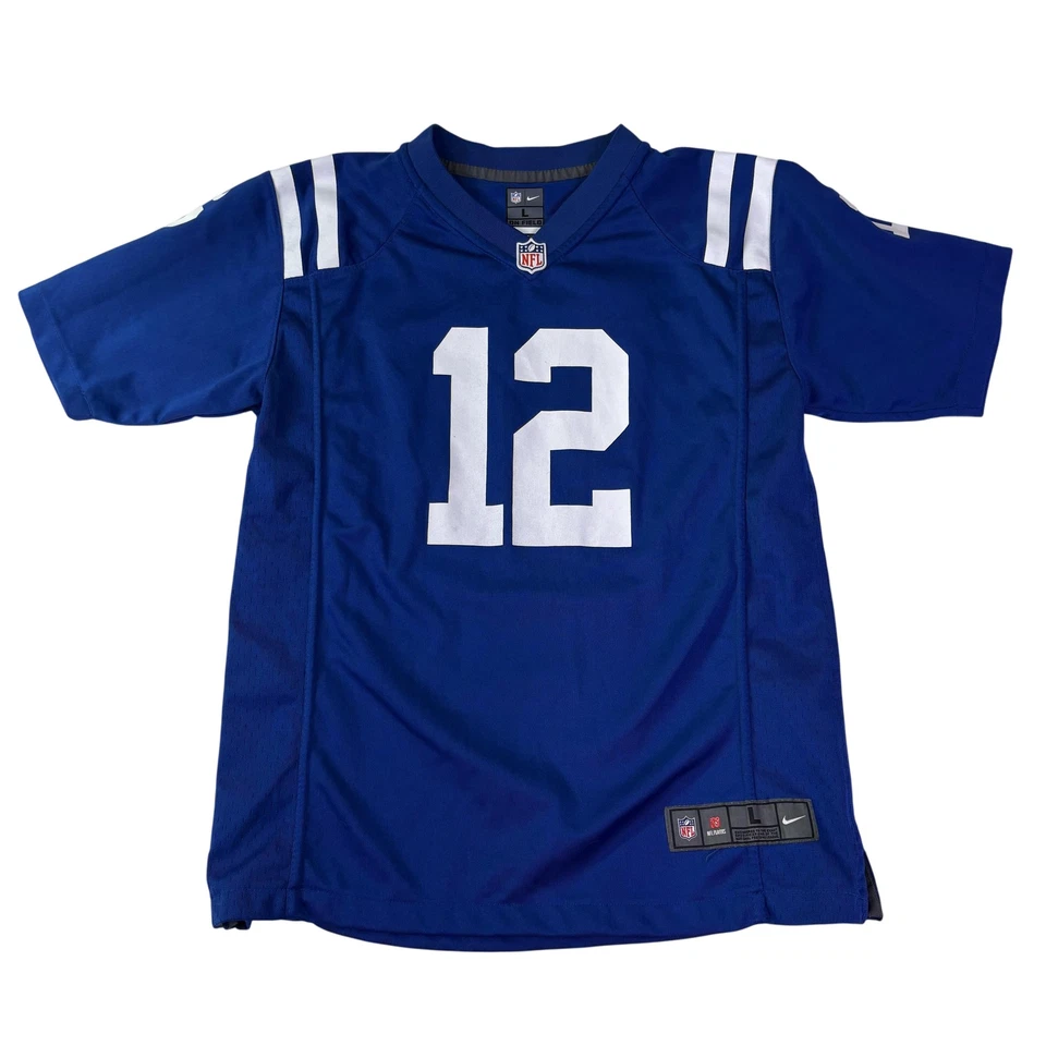 Camiseta deportiva juvenil grande azul de los Indianapolis Colts de la NFL Andrew Luck 12 Nike Foto 1 de 4