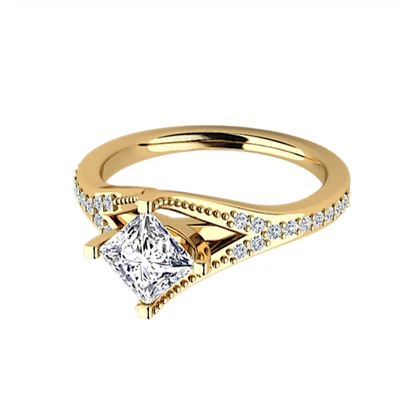 IGI GIA Lab Grown Diamond Wedding Ring 18k Yellow Gold 1.20 Carat Princess Cut - Image 1 of 4
