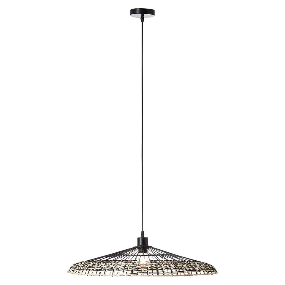 Brilliant Pendelleuchte Fixi Metall/bambus schwarz 40w