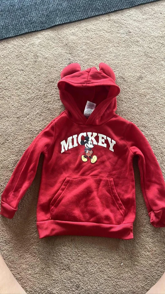 Disney Mickey Mouse Toddler Kids Red Hoodie Pullover Sweatshirt Ears size 3T - Image 1 of 1