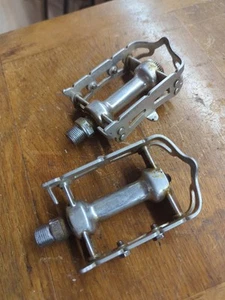 Vintage Campagnolo Gran Sport Quill Pedals 9/16"X20 W/ Silver Aluminum Cages - Picture 1 of 8