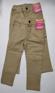 Garanimals 2 Piece Girls Skinny Fit Khaki Elastic Waist Stretch Pants 3t - Picture 1 of 3