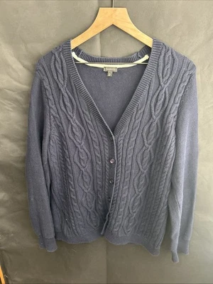 Cárdigan suéter para mujer Talbots azul, manga larga, cuello en V, talla XL Foto 1 de 3