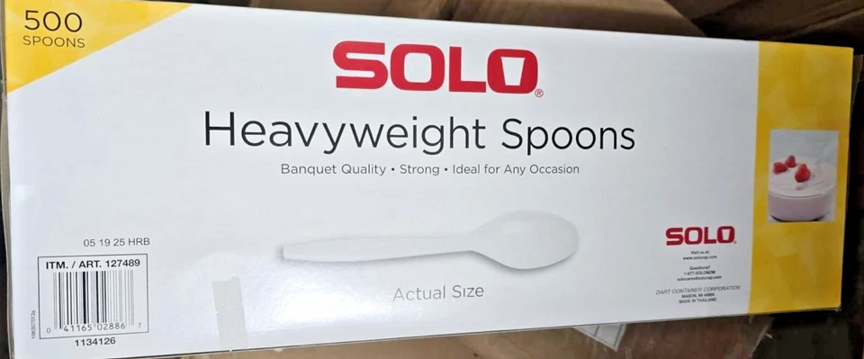 Solo Heavyweight Plastic Spoon, White, 500-count Kitchen Home Party Supplies USA - Image 1 of 1
