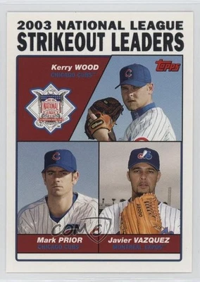 2004 Topps League Leaders Kerry Wood Mark Prior Javier Vazquez #348 - Image 1 of 3