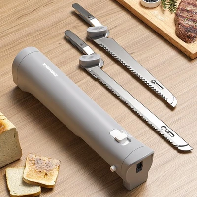 刀无绳面包刀带4个不锈钢刀片,安全锁开关... — 第 1/4 张图片