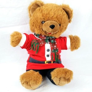 Golden Bear Brown Christmas Teddy Bear Plush 22" Santa Shirt Black Pants Stuffed - Picture 1 of 12