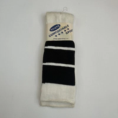 Calcetines Tubo Rayas De Colección Soyad Orlon Acrílico Deportes 7-11 NOS Años 80 Blanco Marrón Foto 1 de 4