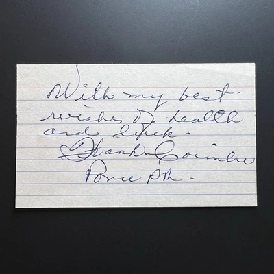 Frank Pancho Coimbre Signed Index Card JSA LOA Negro Leagues Puerto Rico - Image 1 of 3