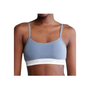 Calvin Klein Womens Archive Logo Lightly Lined Bralette Blue Size Small Wireless - Picture 1 of 8