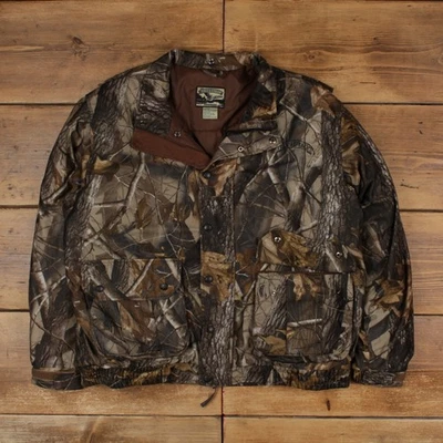 Vintage Field & Stream Outdoor Jacket L Real Tree Broken Zip Camouflage Brown - Image 1 of 4