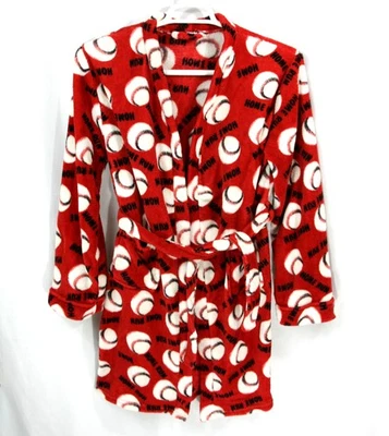 Niños Béisbol Deportes Correr en casa Suave Polar Cinturón Bata de baño Prendas para dormir Rojo M Foto 1 de 4