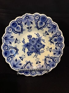 DELFTS Blue & White Floral 7” Bowl HandPainted Numbered Scalloped/Serrated - Picture 1 of 14