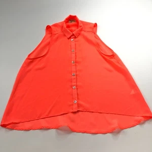Show Me Your Mumu Medium Sheer Button Sleeveless Shirt Orange PLS READ - Picture 1 of 10