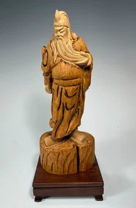 Fine RARE China Chinese Carved Incised Boxwood Guan Gong Statue ca. 20th century - Picture 1 of 24