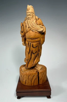 Estátua de guan gong incisa esculpida chinesa rara porcelana ca. Século XX - Imagem 1 de 4