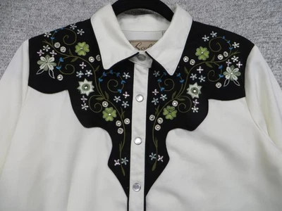 Chaqueta Scully De Colección Para Mujer Mediana Western Perla A Presión Floral Bordada Rodeo Foto 1 de 4