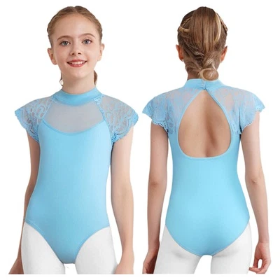 Kids Girls Bodysuit Ballet Jumpsuit Yoga Unitard Gymnastics Leotard Cutout - Image 1 of 4