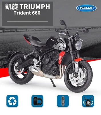 1:12 2021 Triumph Trident 660 Alloy Racing Motorcycle Model Diecast Metal Street - Image 1 of 4