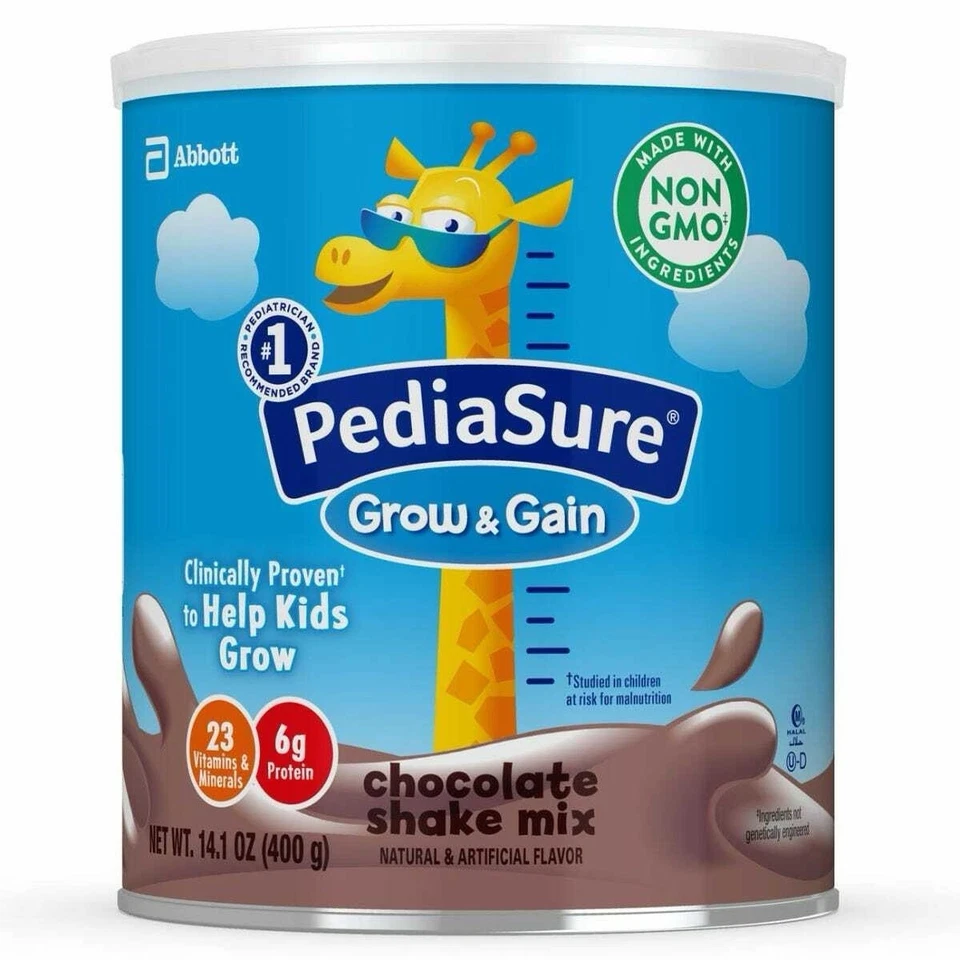 PediaSure Grow & Gain Shake Mix Pó, Chocolate 14,1 Onças (Pacote com 3 Latas) - Imagem 1 de 1