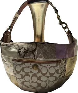 Vintage. Coach Patchwork Hobo Shoulder Bag Moon shape  Rare Y2K - Picture 1 of 13