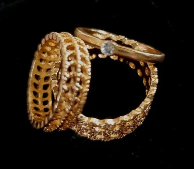 Juego de 3 anillos chapados en oro anillos de moda talla 6/7 Foto 1 de 4
