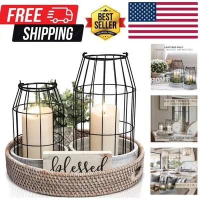 Juego de 2 linternas rústicas de granja decorativas - Elegante decorativas para tu vida... Foto 1 de 4