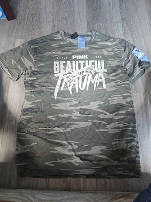 Camiseta Pink Beautiful Trauma World Tour 2019 L Verde Ejército Camuflaje Concierto Foto 1 de 4
