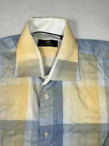 Circle of Gentlemen Mens Dress Shirt Sz 42 (16.5) Yellow-Blue Plaid Long Sleeve - Picture 1 of 11