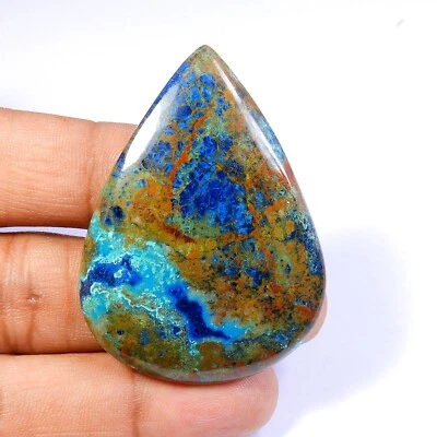 Cabujón natural suelto de 95 quilates con forma de pera de piedras preciosas de azurita azul para joyería #11137 Foto 1 de 4