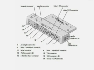 Dell PR02X E-Port Plus Laptop Docking Station With HA65NM130 Power Supply- Black - Picture 1 of 7