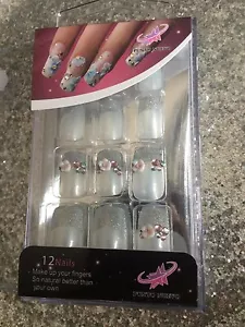 Set Künstliche Nägel NAIL ART 12 Kapseln + Kleber French 3D Strass Hochzeit - Foto 1 di 1