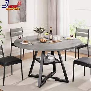 Round Dining Table for 4 Kitchen Circle Table Pedestal Dining Table Space Saving - Picture 1 of 12
