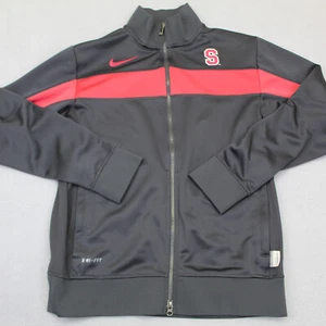 Stanford Cardinal Jacket Mens Small Black Red Nike Swoosh Logo College Pockets - Picture 1 of 14